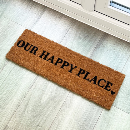 Our Happy Place 🖤 Coir Step Doormat - 60 x 20cm