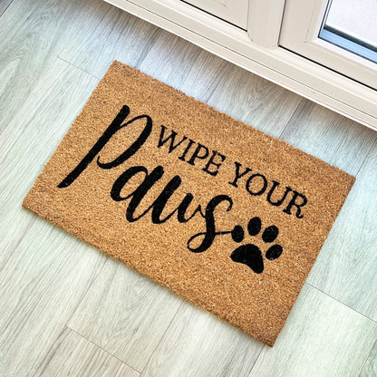 'Wipe Your Paws' Funny Coir Doormat - 60 x 40cm