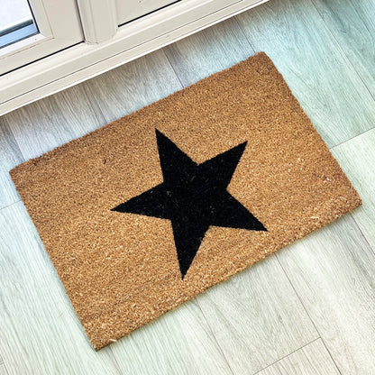 Black Star Coir Doormat - 60 x 40cm