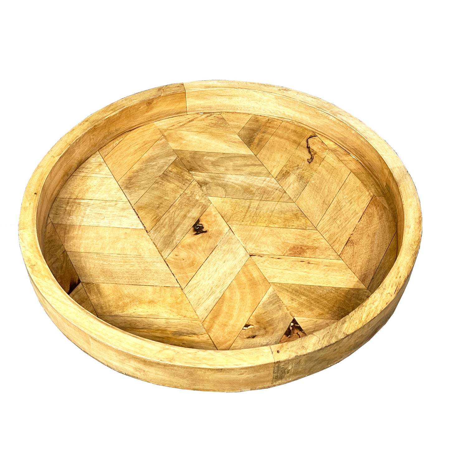 39cm Large Round Decorative Wooden Tray