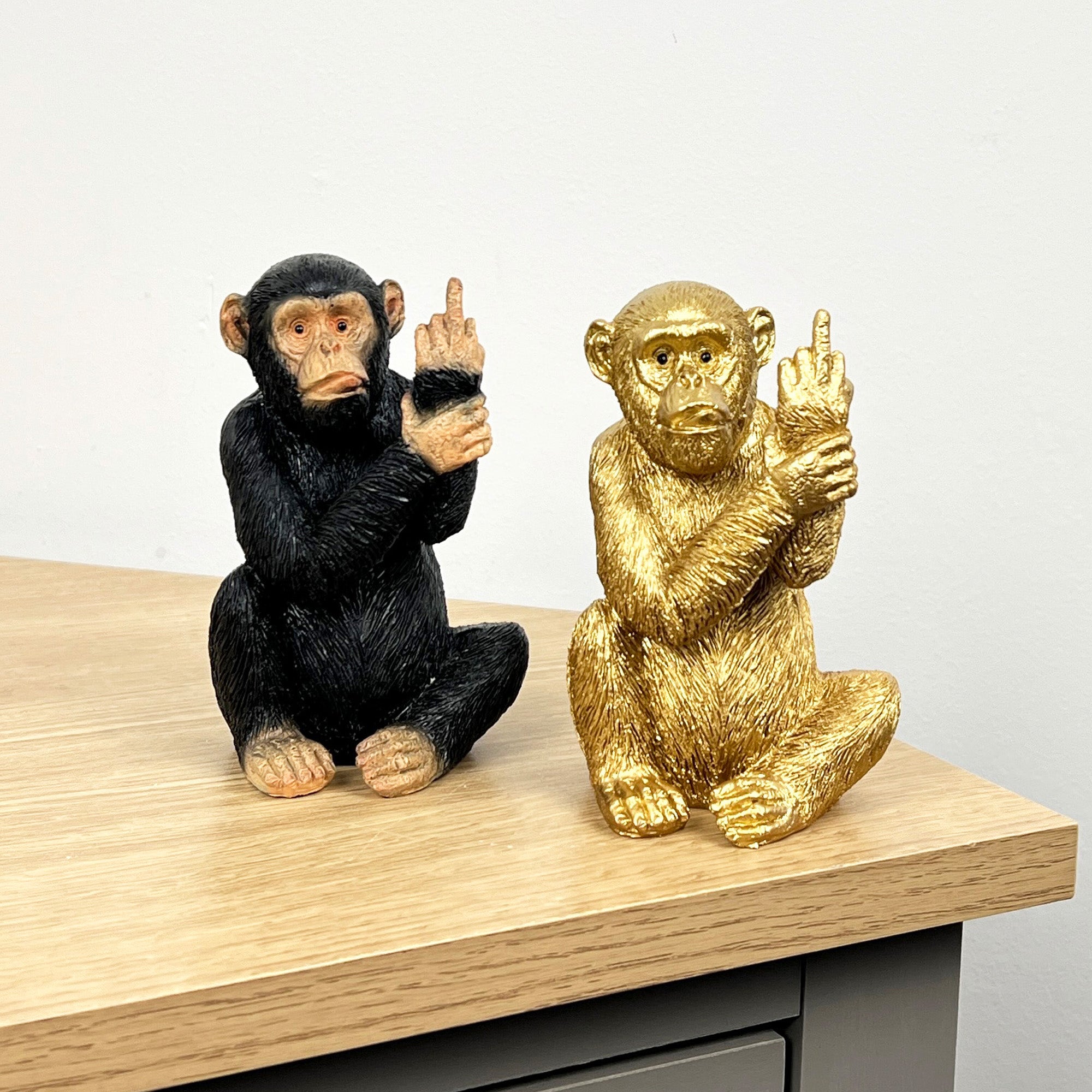 Pair of Small Middle Finger Monkey Ornaments - Resin