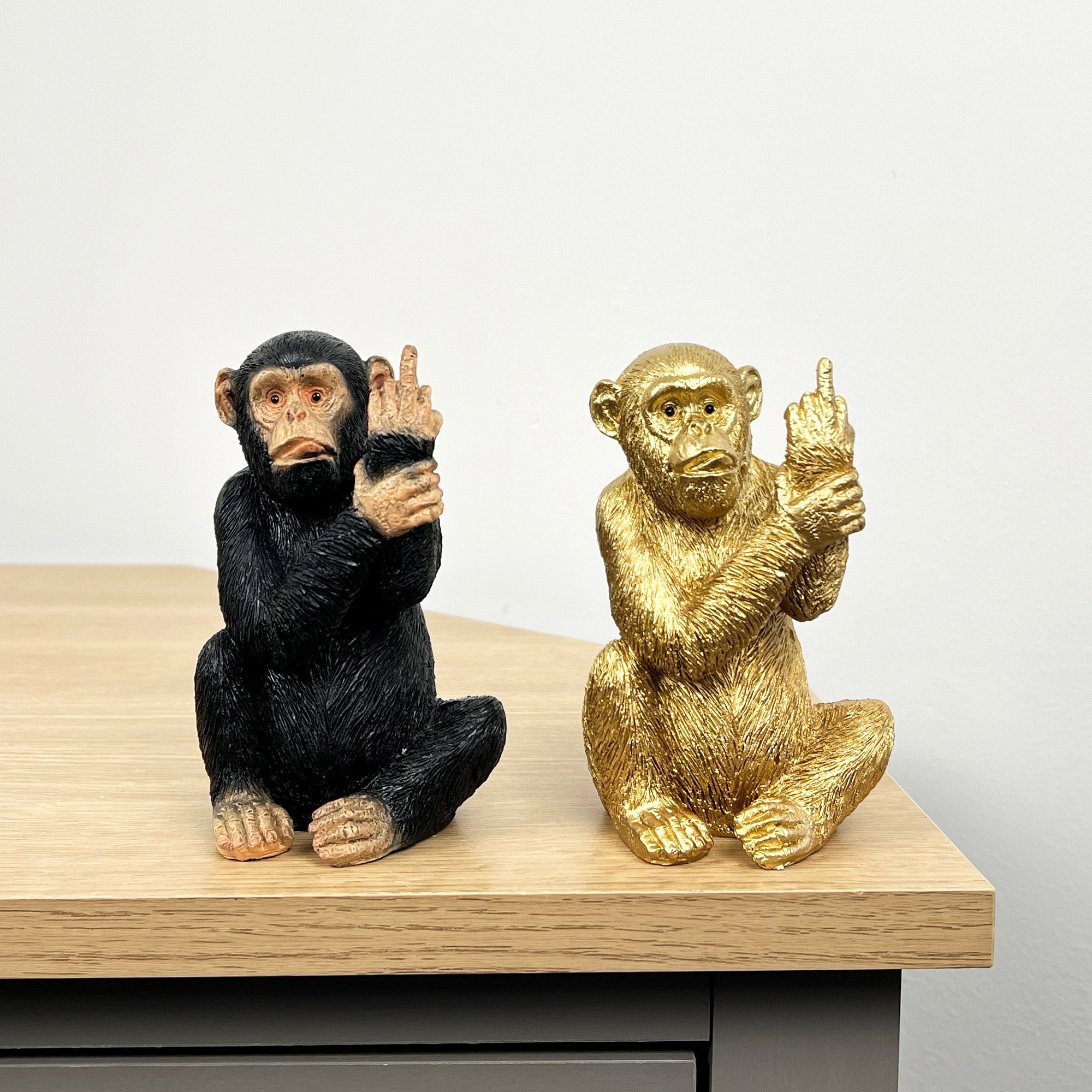 Pair of Small Middle Finger Monkey Ornaments - Resin