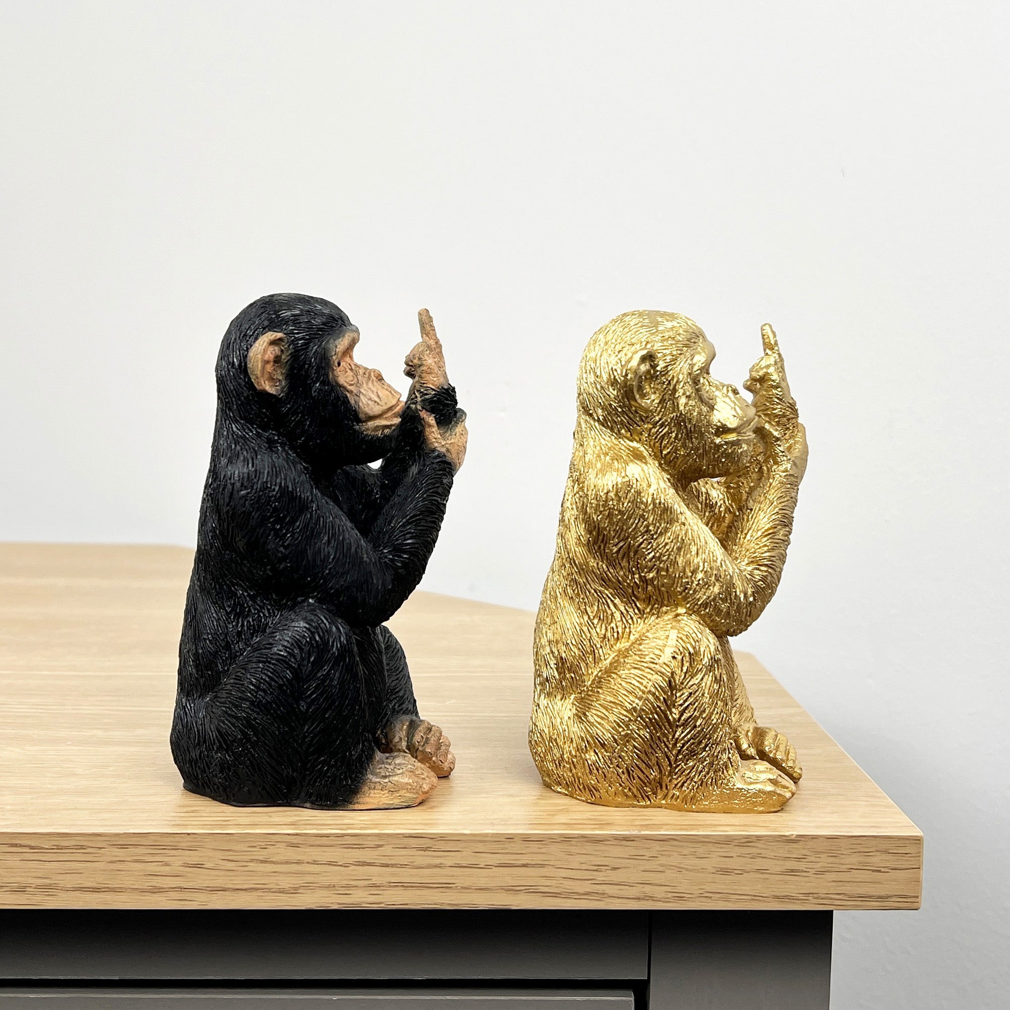 Pair of Small Middle Finger Monkey Ornaments - Resin
