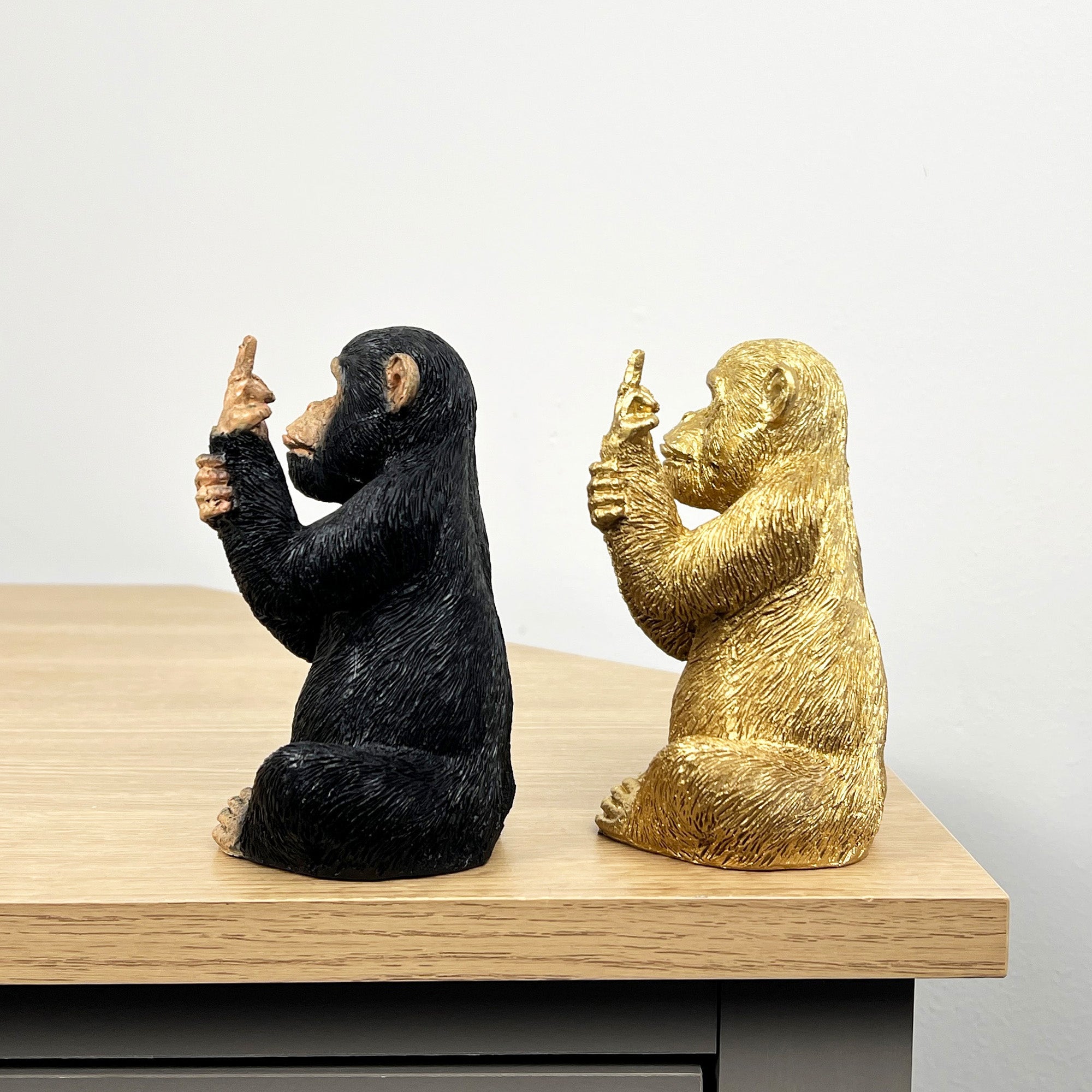 Pair of Small Middle Finger Monkey Ornaments - Resin