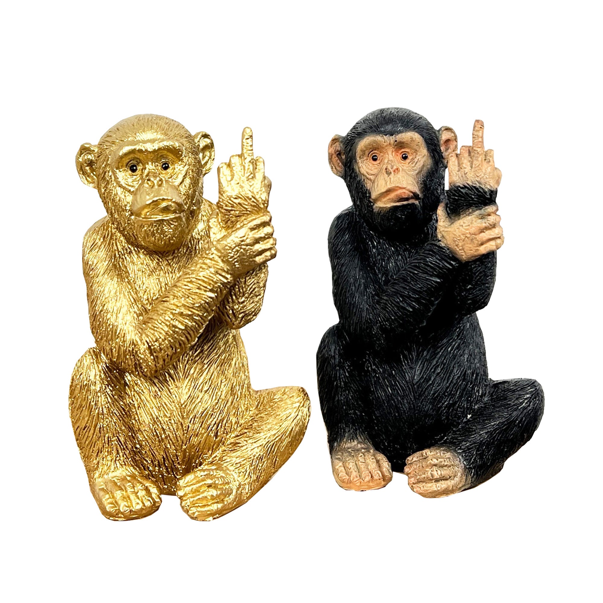 Pair of Small Middle Finger Monkey Ornaments - Resin