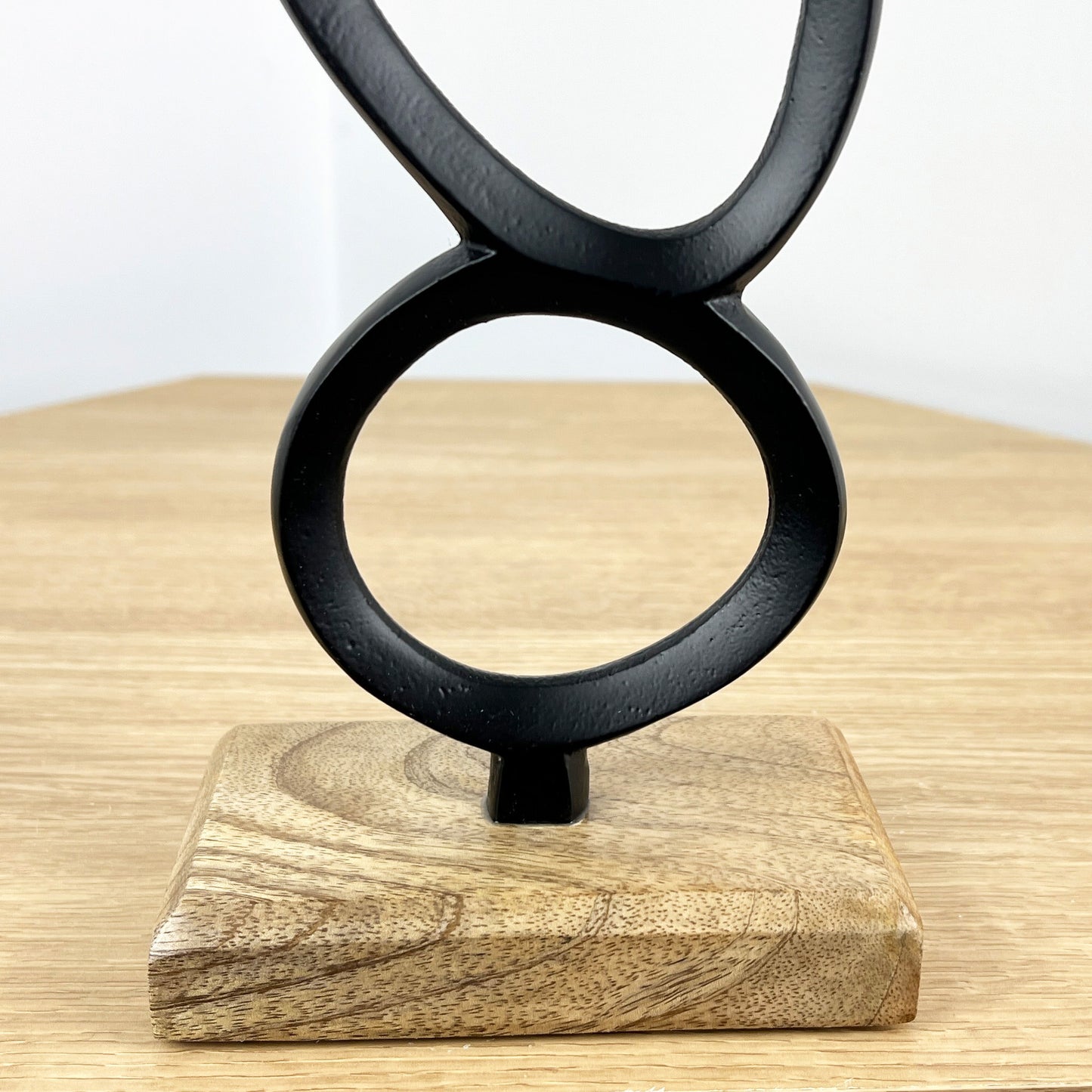 34cm Abstract Candle Holder on Wood- Black