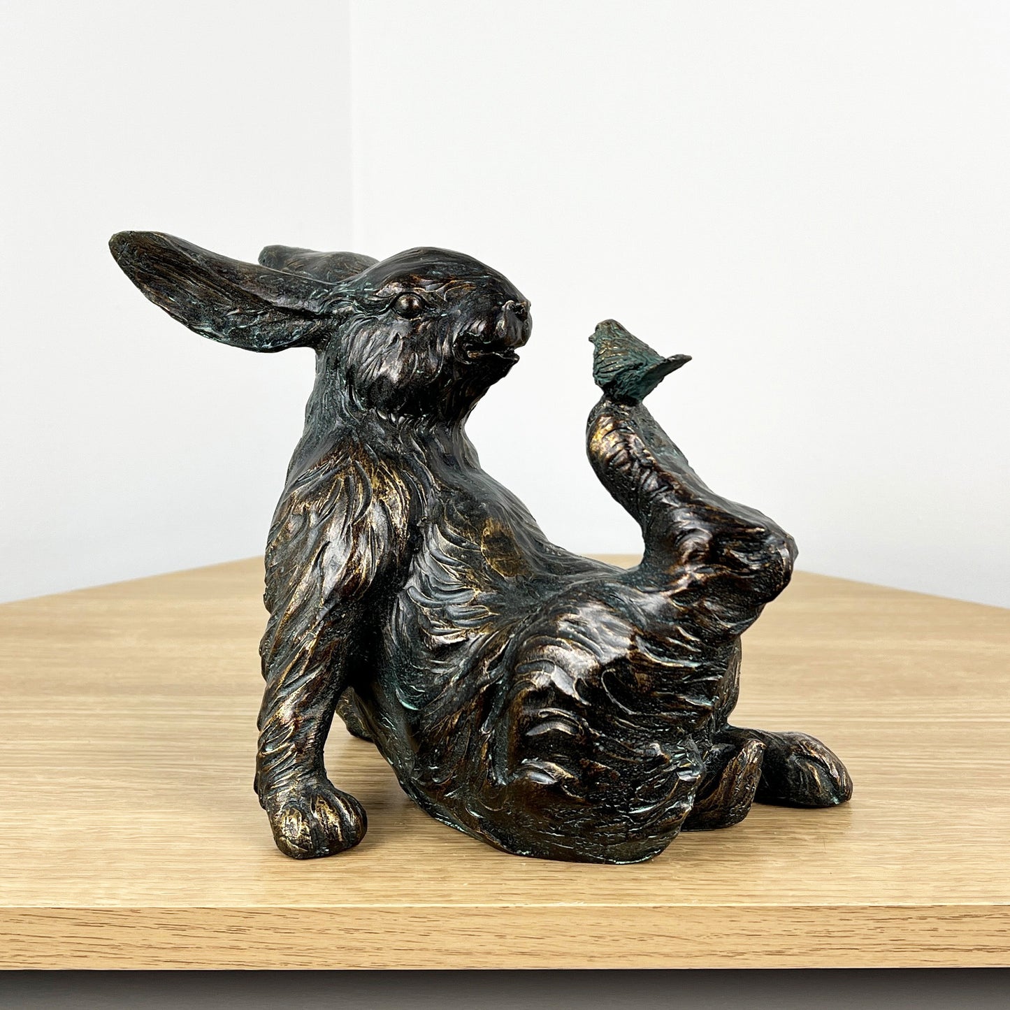 Rabbit with Bird on Foot Ornament - Resin