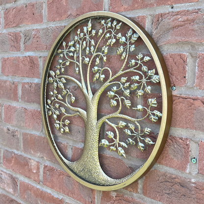 40.5cm Round Tree of Life Wall Art - Gold