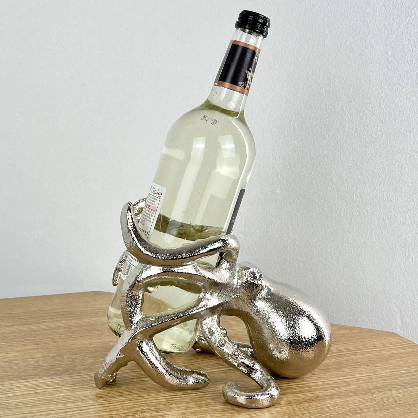 Metal Octopus Wine Bottle Holder - Silver