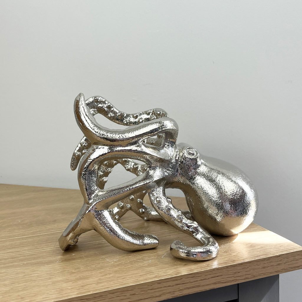 Metal Octopus Wine Bottle Holder - Silver