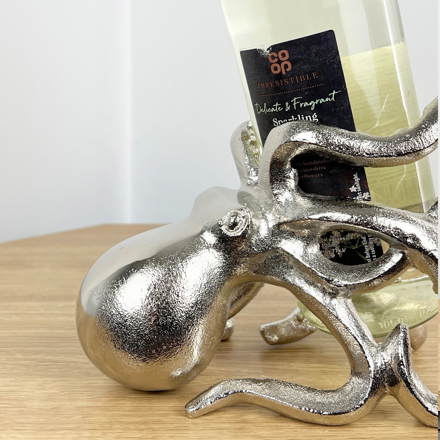 Metal Octopus Wine Bottle Holder - Silver