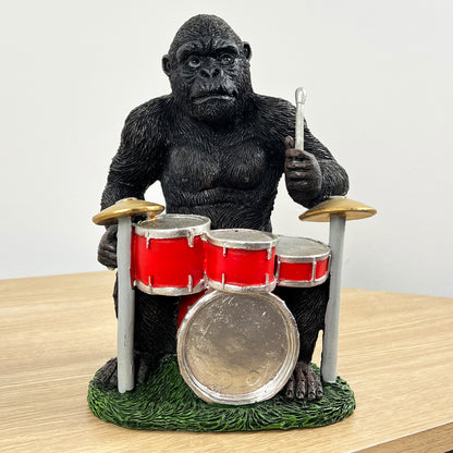 24cm Drumming Gorilla Ornament - Resin