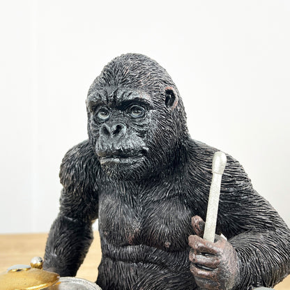 24cm Drumming Gorilla Ornament - Resin