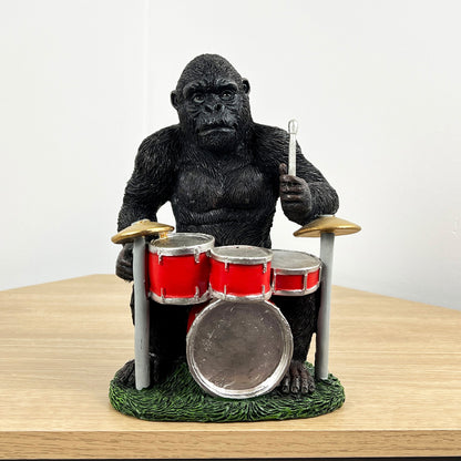 24cm Drumming Gorilla Ornament - Resin