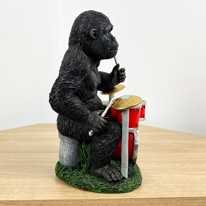 24cm Drumming Gorilla Ornament - Resin