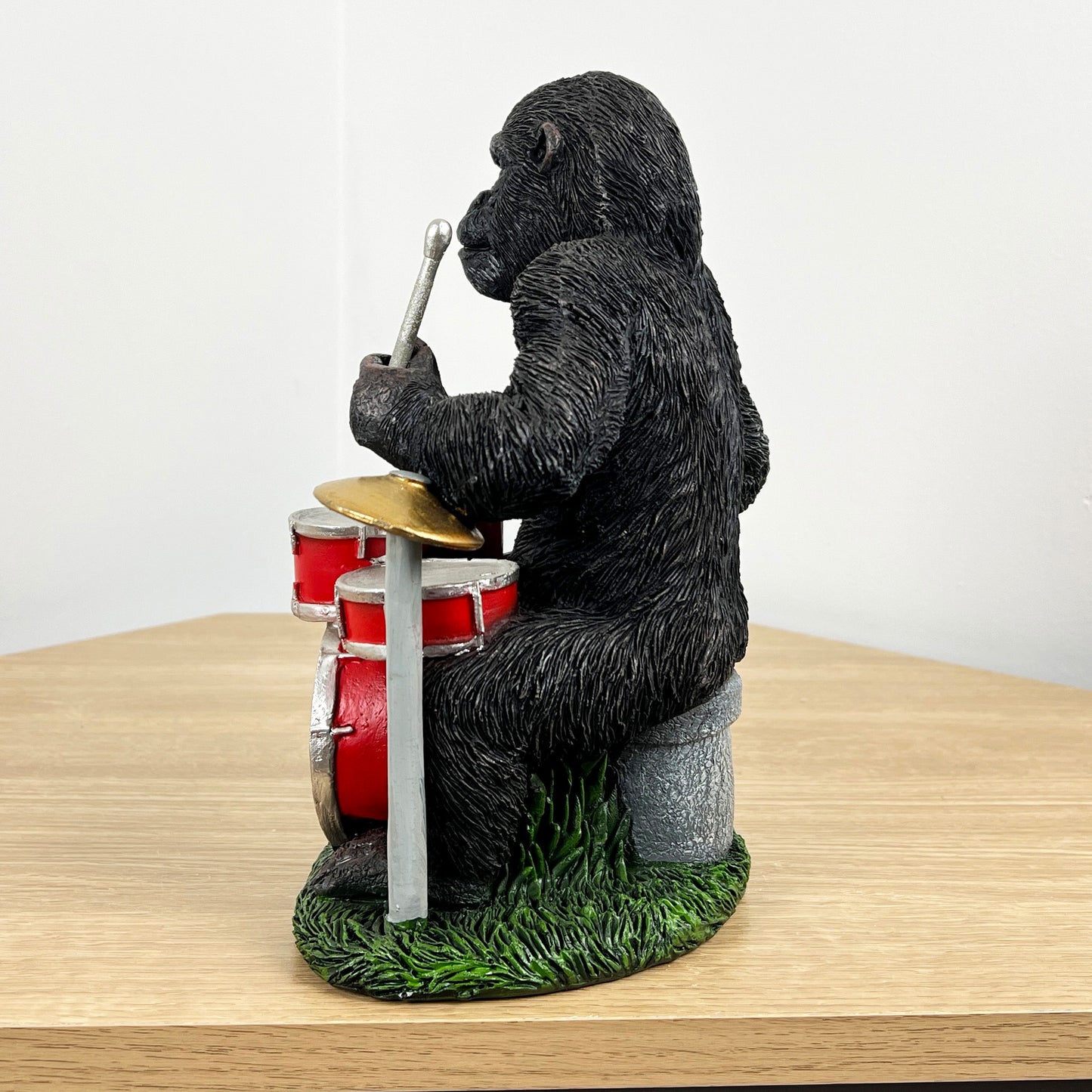 24cm Drumming Gorilla Ornament - Resin