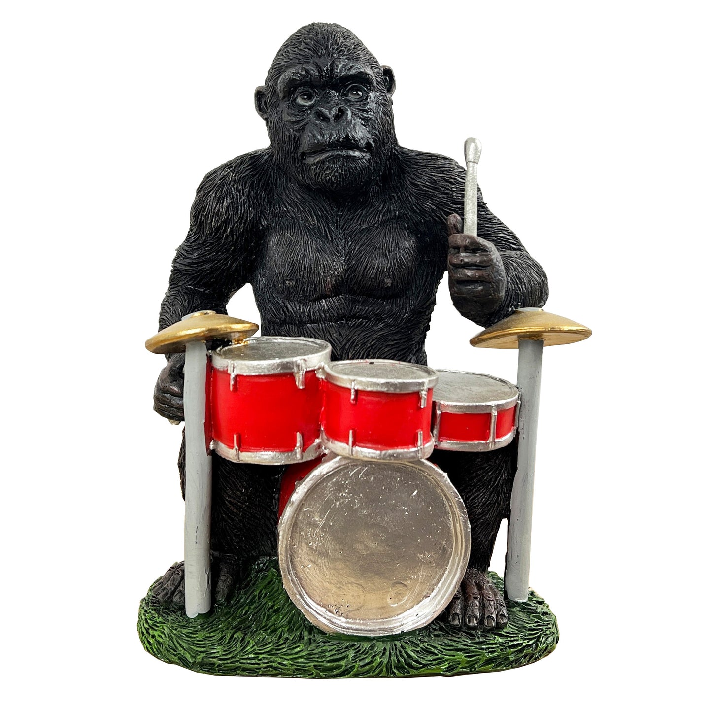 24cm Drumming Gorilla Ornament - Resin