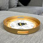 Bee Themed 33cm Round Tray with Handles - Plastic