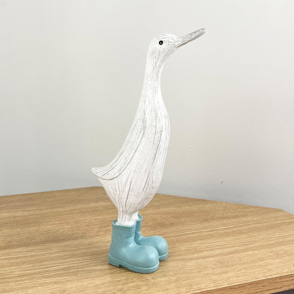 28cm Duck in Light Blue Boots Ornament - Resin