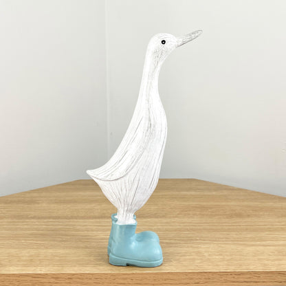 28cm Duck in Light Blue Boots Ornament - Resin