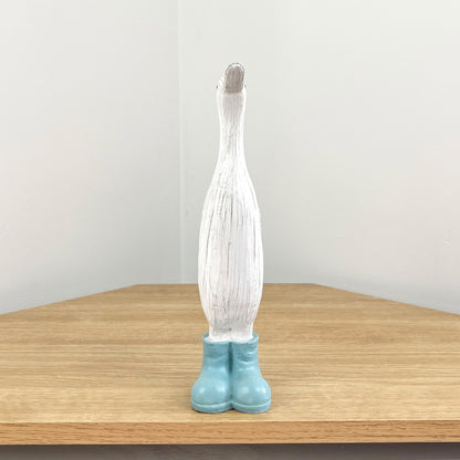 28cm Duck in Light Blue Boots Ornament - Resin