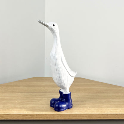 28cm Duck in Navy Blue Boots Ornament - Resin