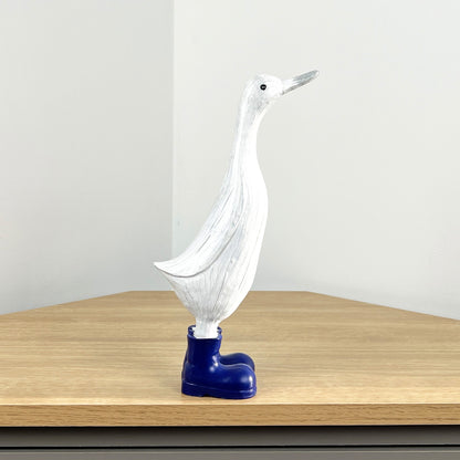 28cm Duck in Navy Blue Boots Ornament - Resin