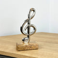 20cm Metal Treble Clef on Wood Music Ornament