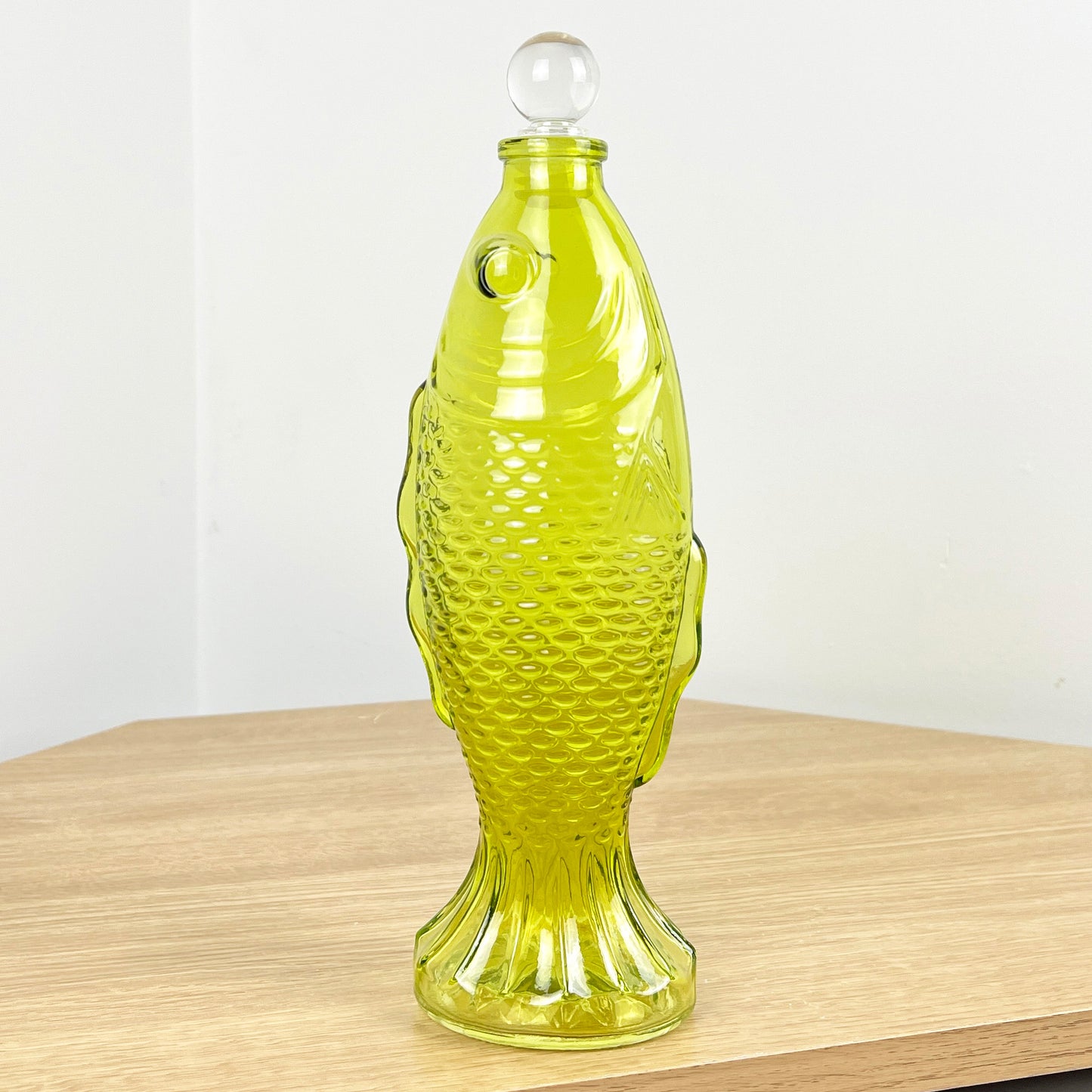 29.5cm Glass Fish Bottle - Green