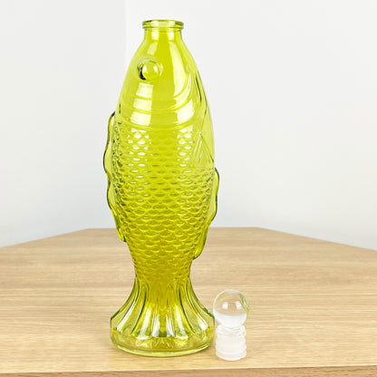 29.5cm Glass Fish Bottle - Green