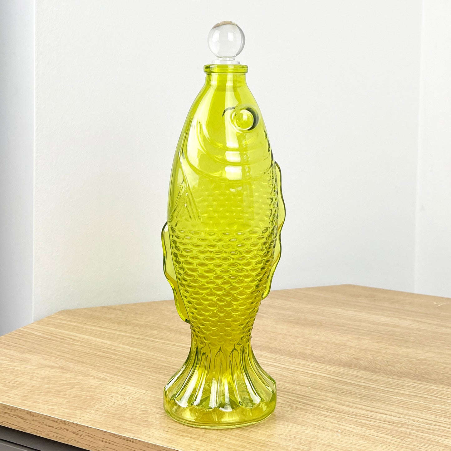 29.5cm Glass Fish Bottle - Green