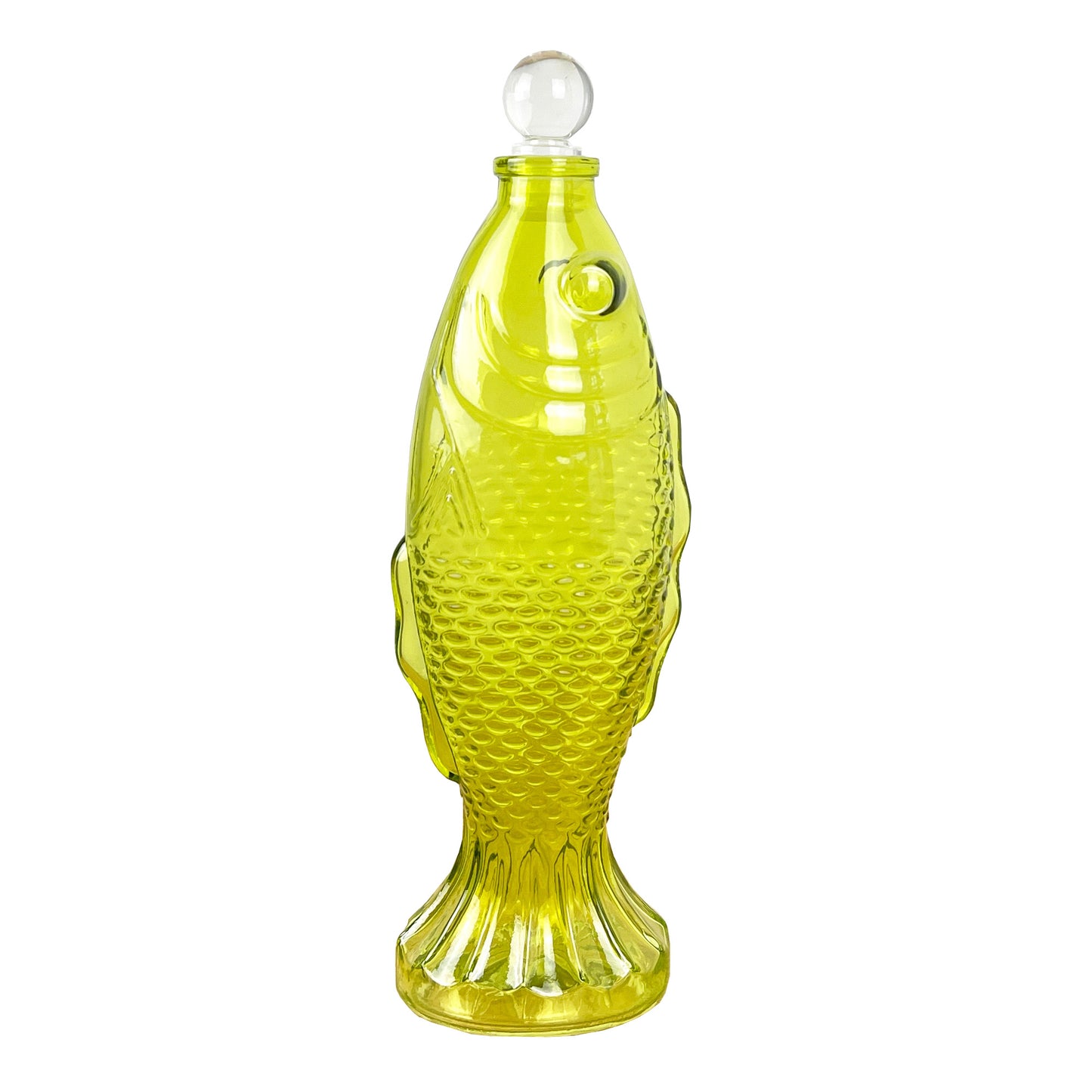 29.5cm Glass Fish Bottle - Green