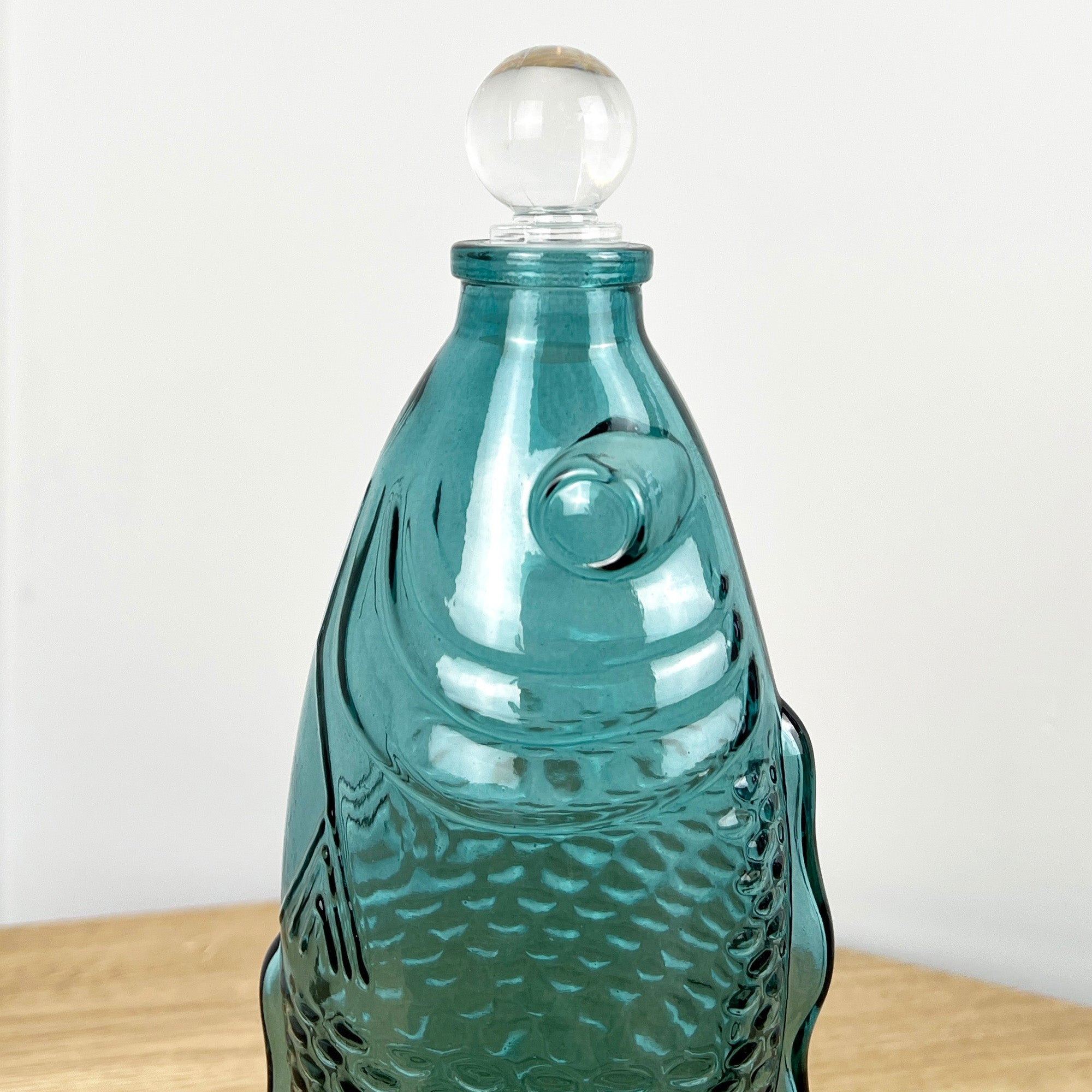 29.5cm Glass Fish Bottle - Blue
