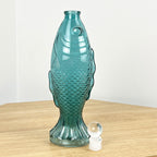 29.5cm Glass Fish Bottle - Blue