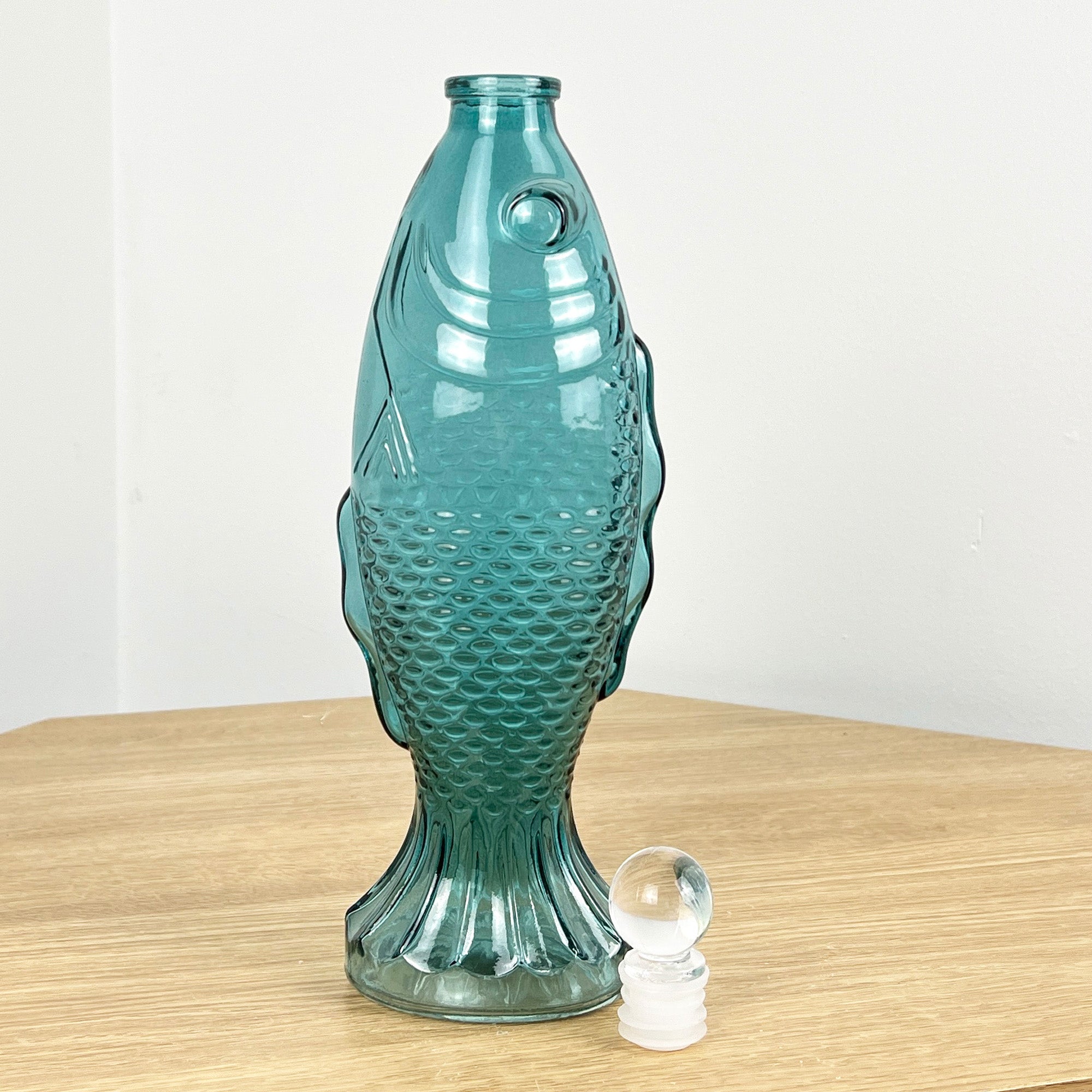 29.5cm Glass Fish Bottle - Blue