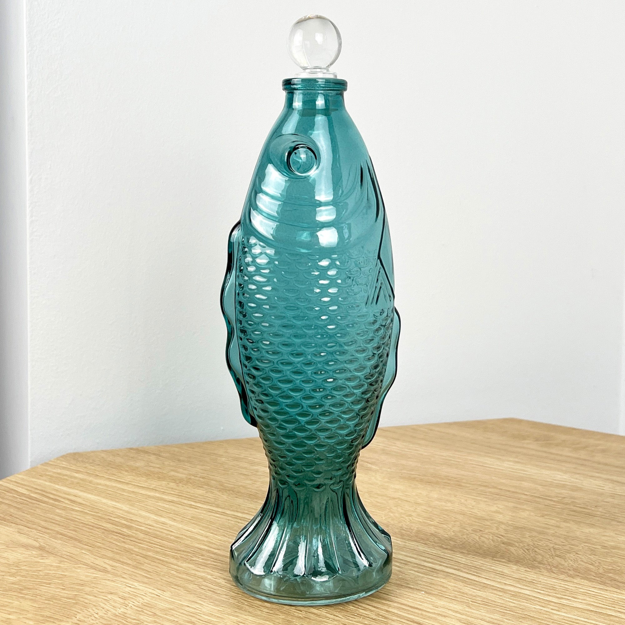29.5cm Glass Fish Bottle - Blue