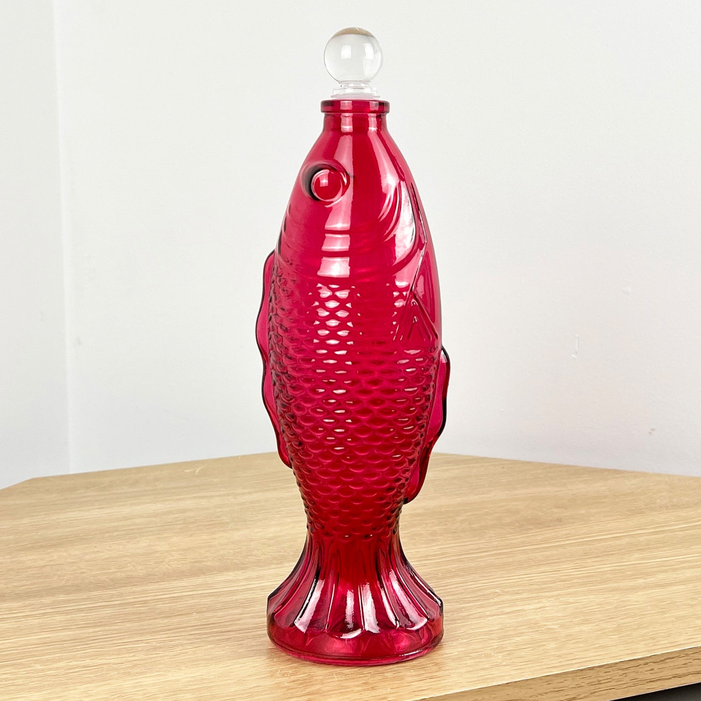 29.5cm Glass Fish Bottle - Pink