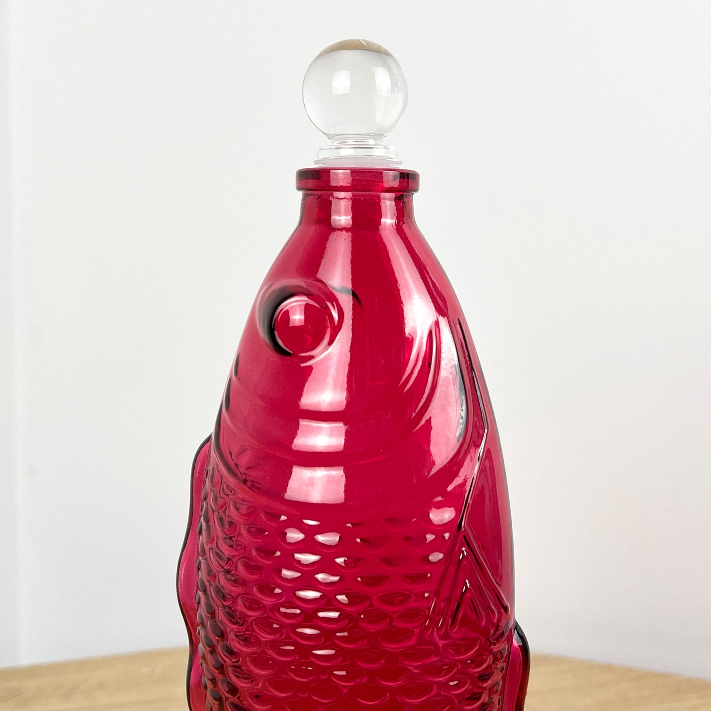 29.5cm Glass Fish Bottle - Pink