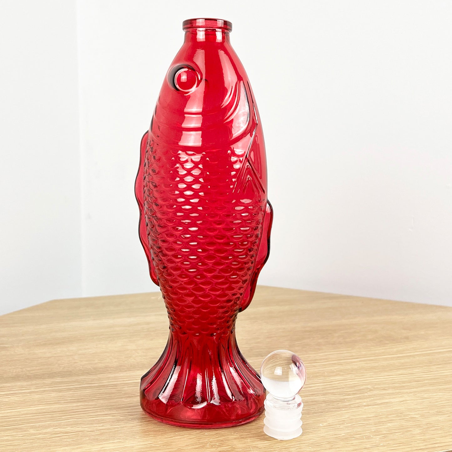 29.5cm Glass Fish Bottle - Pink