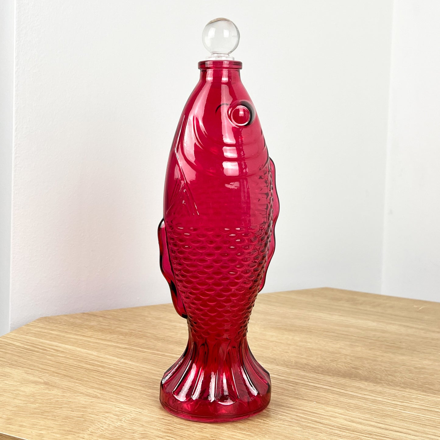 29.5cm Glass Fish Bottle - Pink