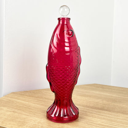 29.5cm Glass Fish Bottle - Pink