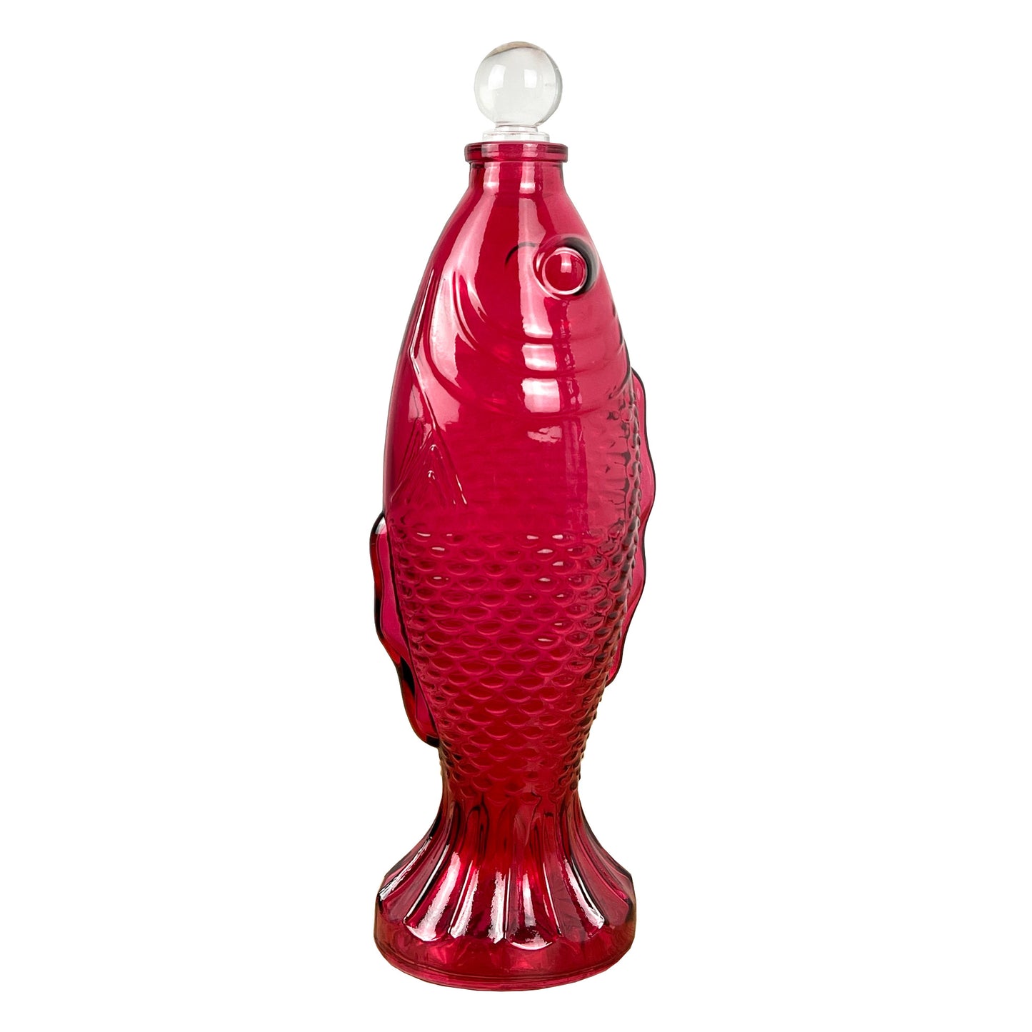 29.5cm Glass Fish Bottle - Pink