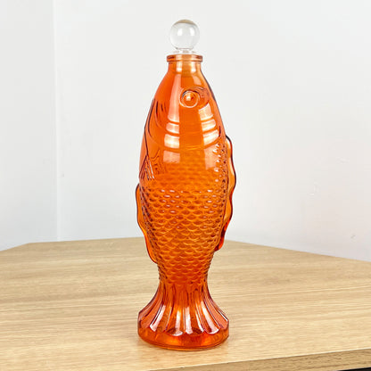 29.5cm Glass Fish Bottle - Orange