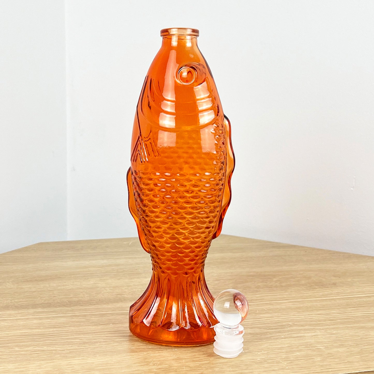 29.5cm Glass Fish Bottle - Orange