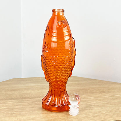 29.5cm Glass Fish Bottle - Orange