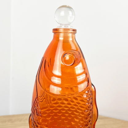 29.5cm Glass Fish Bottle - Orange