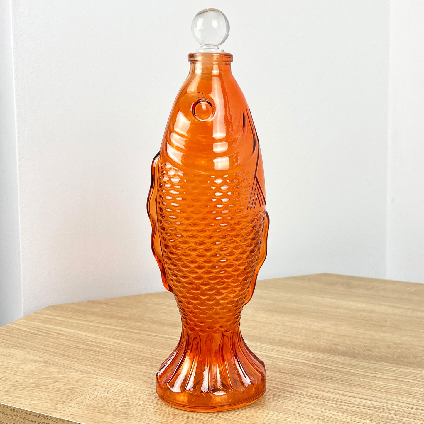 29.5cm Glass Fish Bottle - Orange