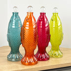 29.5cm Glass Fish Bottle - Pink