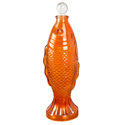 29.5cm Glass Fish Bottle - Orange