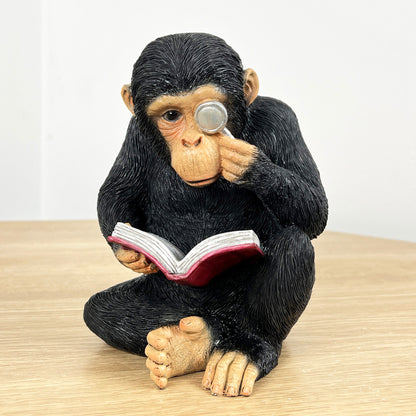 16cm Reading Monkey Ornament - Resin